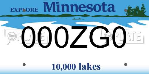 000ZG0 Minnesota License Plate