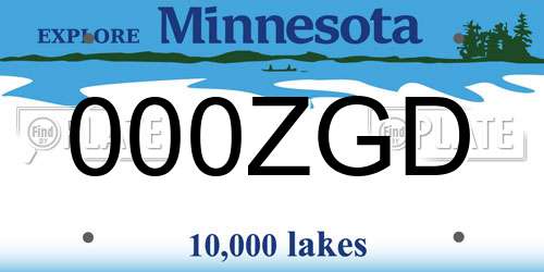 000ZGD Minnesota License Plate