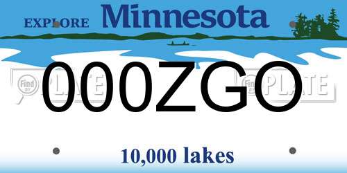 000ZGO Minnesota License Plate