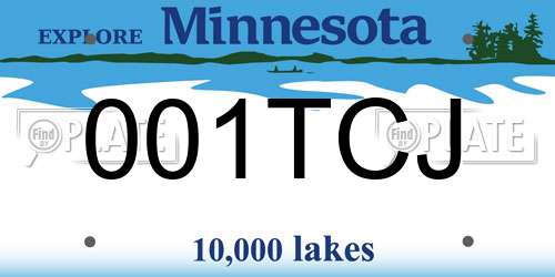 001TCJ Minnesota License Plate
