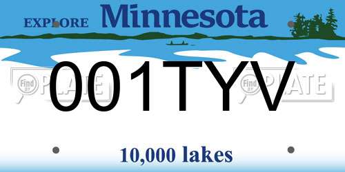 001TYV Minnesota License Plate