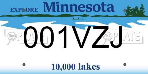 001VZJ Minnesota License Plate