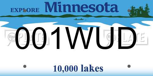 001WUD Minnesota License Plate