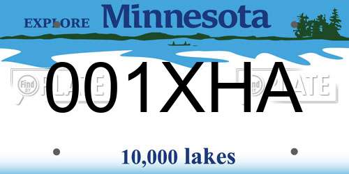 001XHA Minnesota License Plate