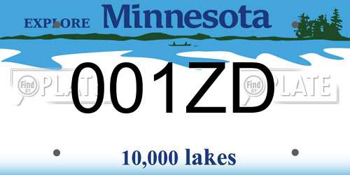 001ZD Minnesota License Plate