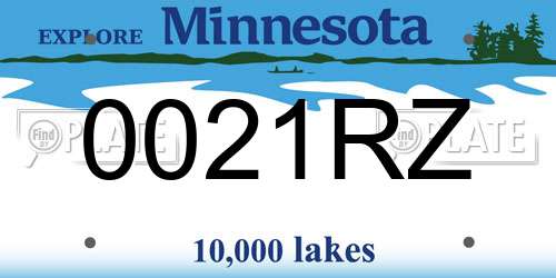 0021RZ Minnesota License Plate