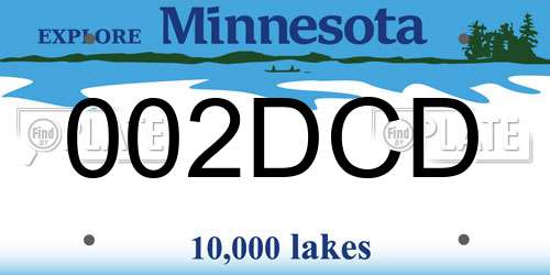 002DCD Minnesota License Plate