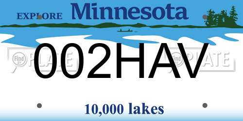 002HAV Minnesota License Plate