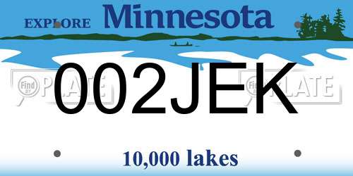 002JEK Minnesota License Plate