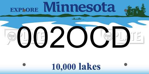 002OCD Minnesota License Plate