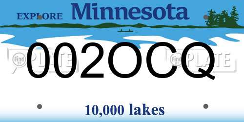 002OCQ Minnesota License Plate