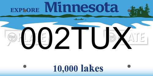 002TUX Minnesota License Plate