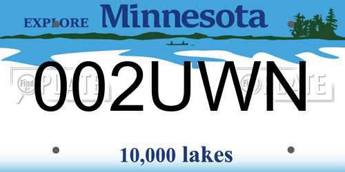002UWN Minnesota License Plate
