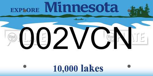 002VCN Minnesota License Plate