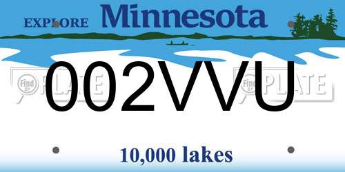 002VVU Minnesota License Plate