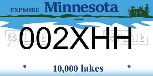 002XHH Minnesota License Plate