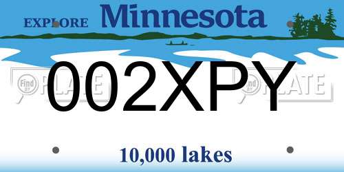 002XPY Minnesota License Plate