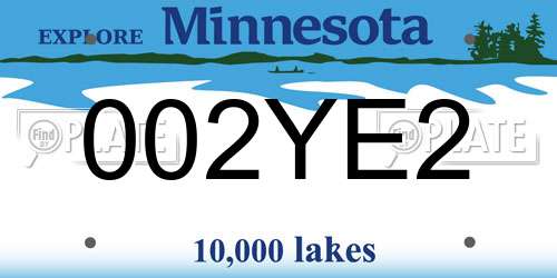 002YE2 Minnesota License Plate