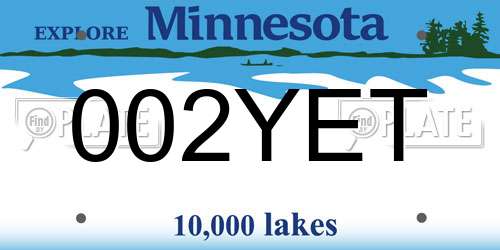 002YET Minnesota License Plate