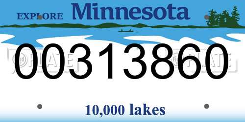 00313860 Minnesota License Plate