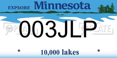 003JLP Minnesota License Plate