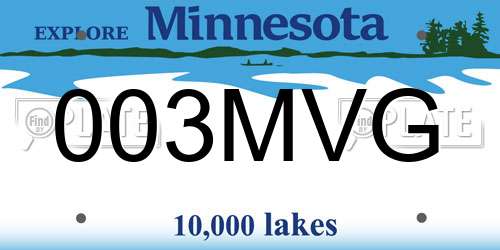 003MVG Minnesota License Plate