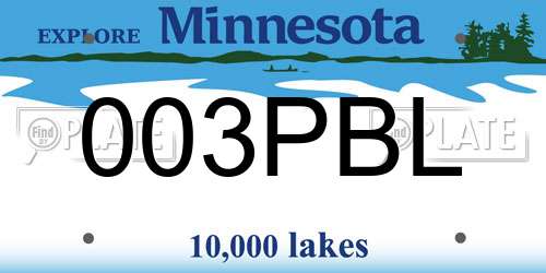 003PBL Minnesota License Plate
