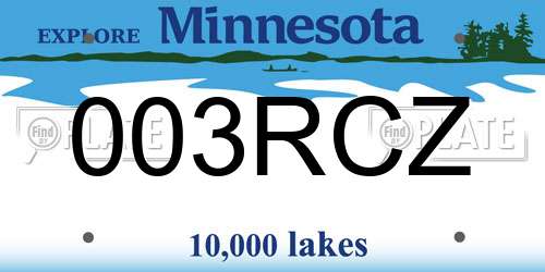 003RCZ Minnesota License Plate