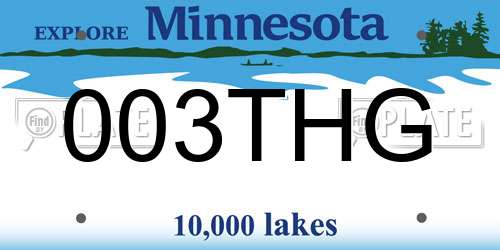 003THG Minnesota License Plate