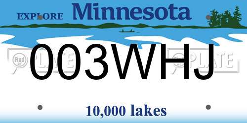 003WHJ Minnesota License Plate