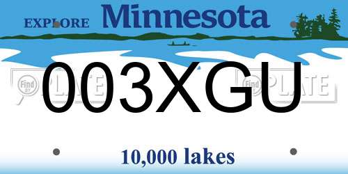 003XGU Minnesota License Plate