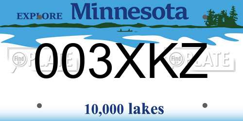 003XKZ Minnesota License Plate