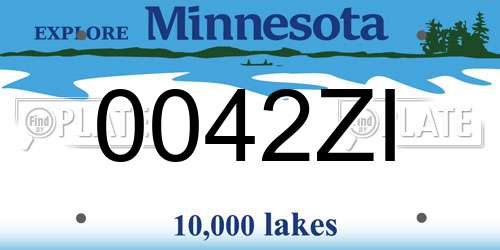 0042ZI Minnesota License Plate