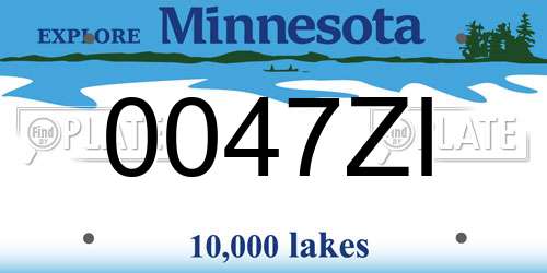 0047ZI Minnesota License Plate