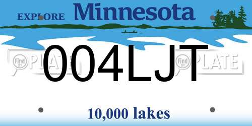 004LJT Minnesota License Plate