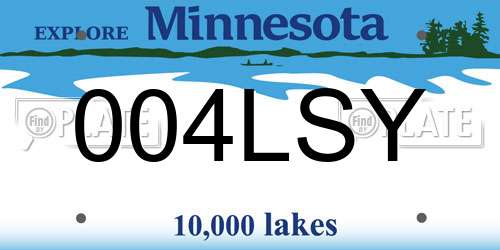 004LSY Minnesota License Plate