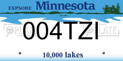 004TZI Minnesota License Plate