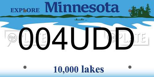 004UDD Minnesota License Plate