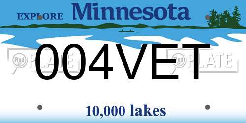 004VET Minnesota License Plate