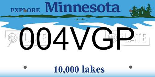 004VGP Minnesota License Plate