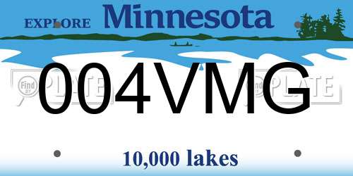 004VMG Minnesota License Plate