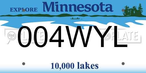 004WYL Minnesota License Plate