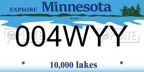 004WYY Minnesota License Plate