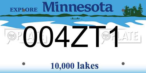 004ZT1 Minnesota License Plate
