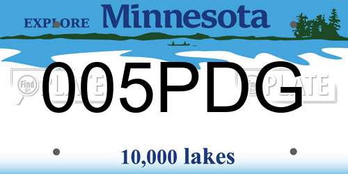 005PDG Minnesota License Plate