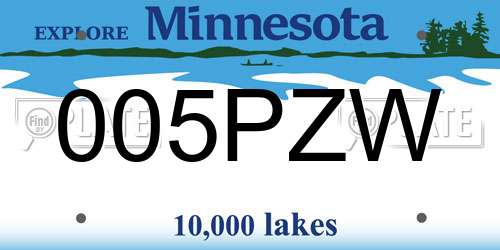 005PZW Minnesota License Plate