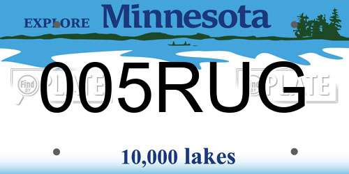 005RUG Minnesota License Plate