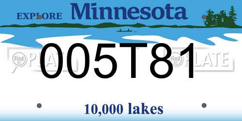 005T81 Minnesota License Plate
