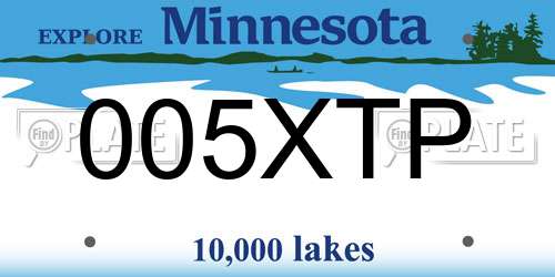 005XTP Minnesota License Plate