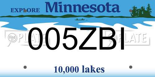 005ZBI Minnesota License Plate